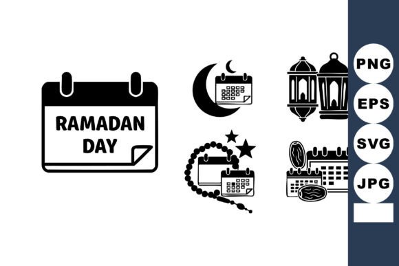 Ramadan Day Calendar Icons with Crescent Review for Real Projects