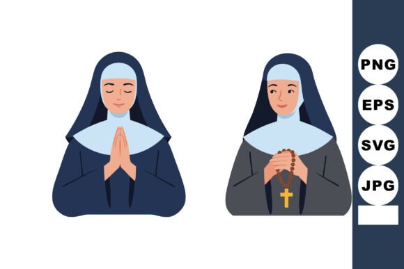 Two Praying Nuns in Religious Habits